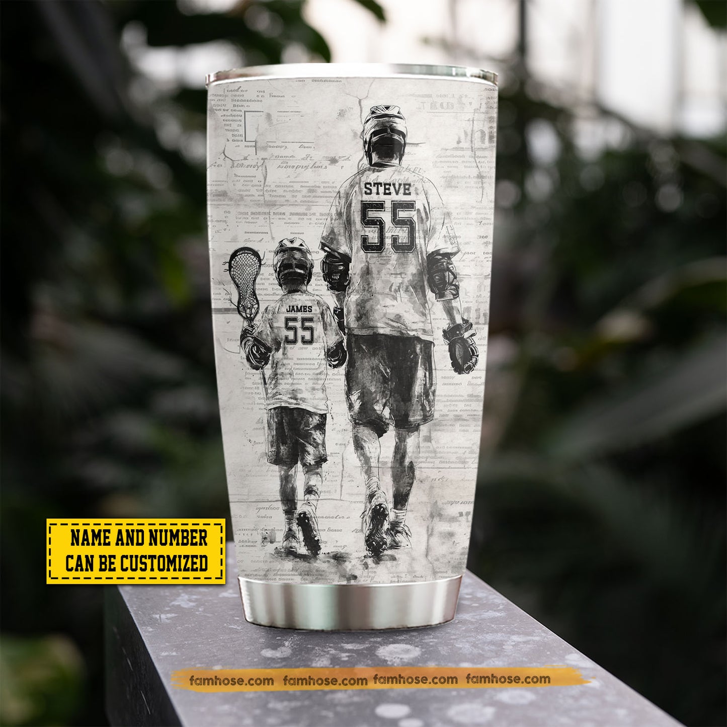 Personalized Lacrosse Dad Son Tumbler, Behind Every Lacrosse Player Sports Stainless Steel Tumbler, Travel Mug Tumblers Father's Day Gift For Lacrosse Lovers