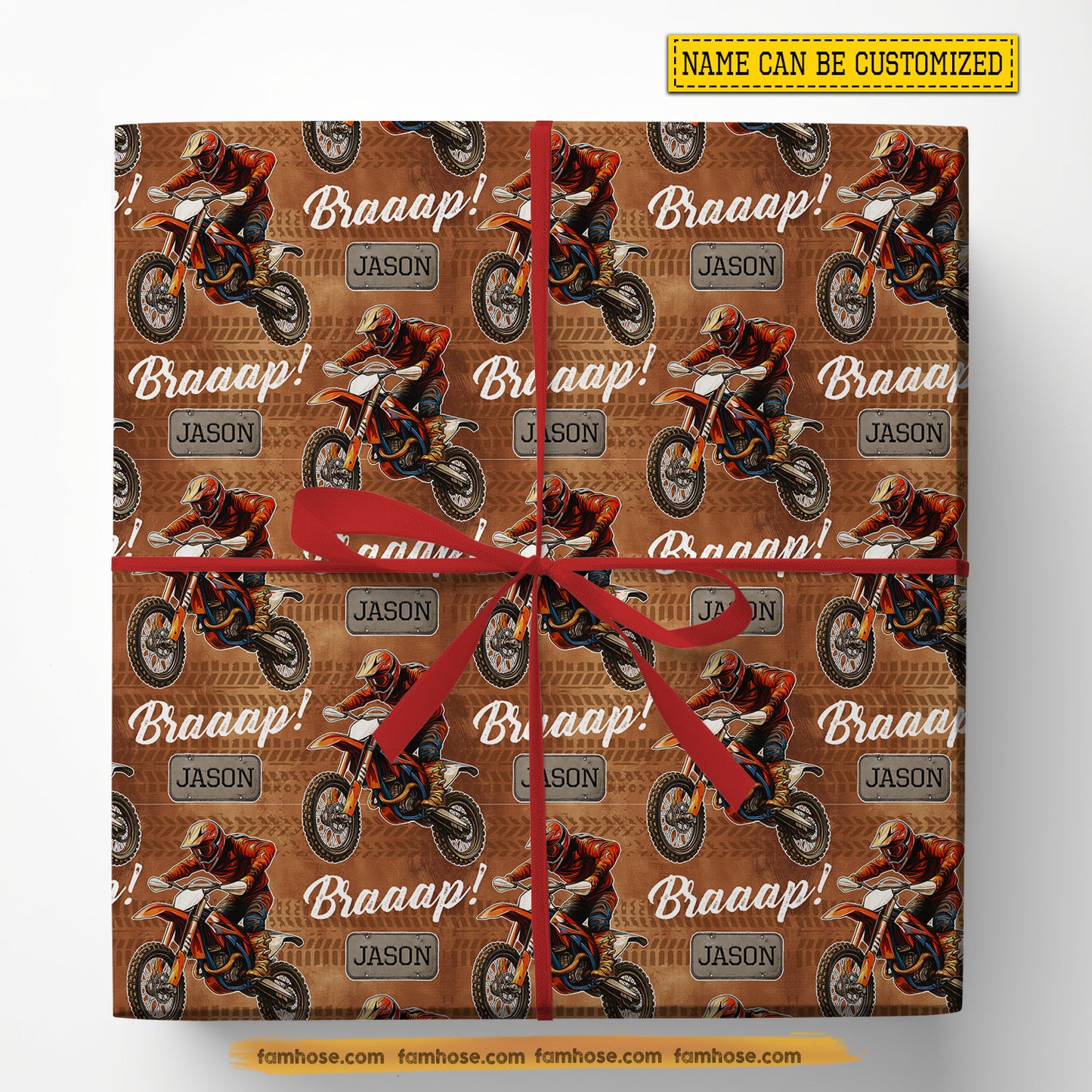 Personalized Motocross Wrapping Paper, Braaap Wrapping Paper Rolls, Gift Wrap For Motocross Lover