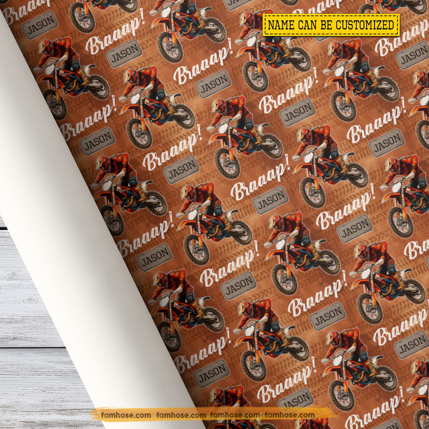Personalized Motocross Wrapping Paper, Braaap Wrapping Paper Rolls, Gift Wrap For Motocross Lover