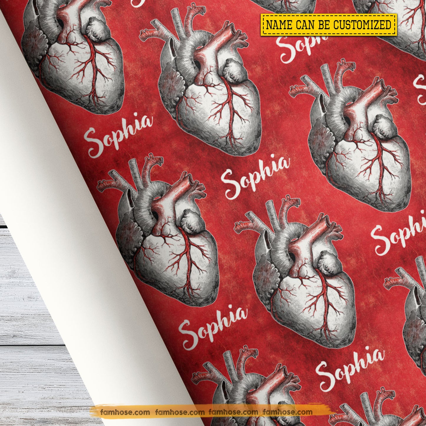 Personalized Valentine Heart Wrapping Paper, Anatomical Heart Wrapping Paper Rolls, Valentine Gift Wrap For Your Lover
