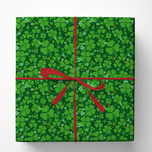 Four-Leaf Clover Wrapping Paper, Lucky Everywhere You Look Wrapping Paper Rolls, St Patrick's Day Gift Wrap For Irish Lover