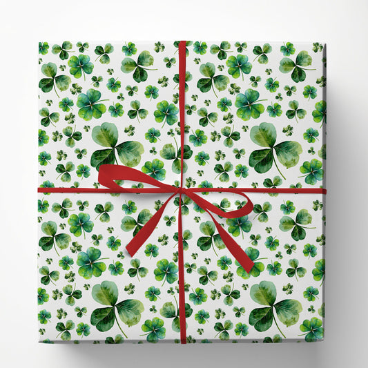 Shamrock Wrapping Paper, Lucky Greens, Ready To Gift Wrapping Paper Rolls, St Patrick's Day Gift Wrap For Irish Lover
