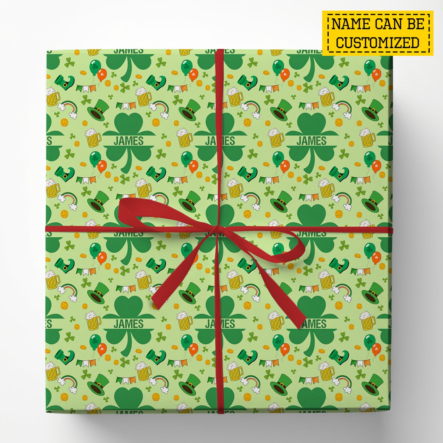 Personalized Shamrock Wrapping Paper, Fresh Green Luck Wrapping Paper Rolls, St Patrick's Day Gift Wrap For Irish Lover