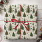 Vintage Christmas Tree Wrapping Paper, Classic Red And Green Evergreen Trees Wrapping Paper Rolls, Xmas Gift Wrap