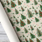 Vintage Christmas Tree Wrapping Paper, Classic Red And Green Evergreen Trees Wrapping Paper Rolls, Xmas Gift Wrap