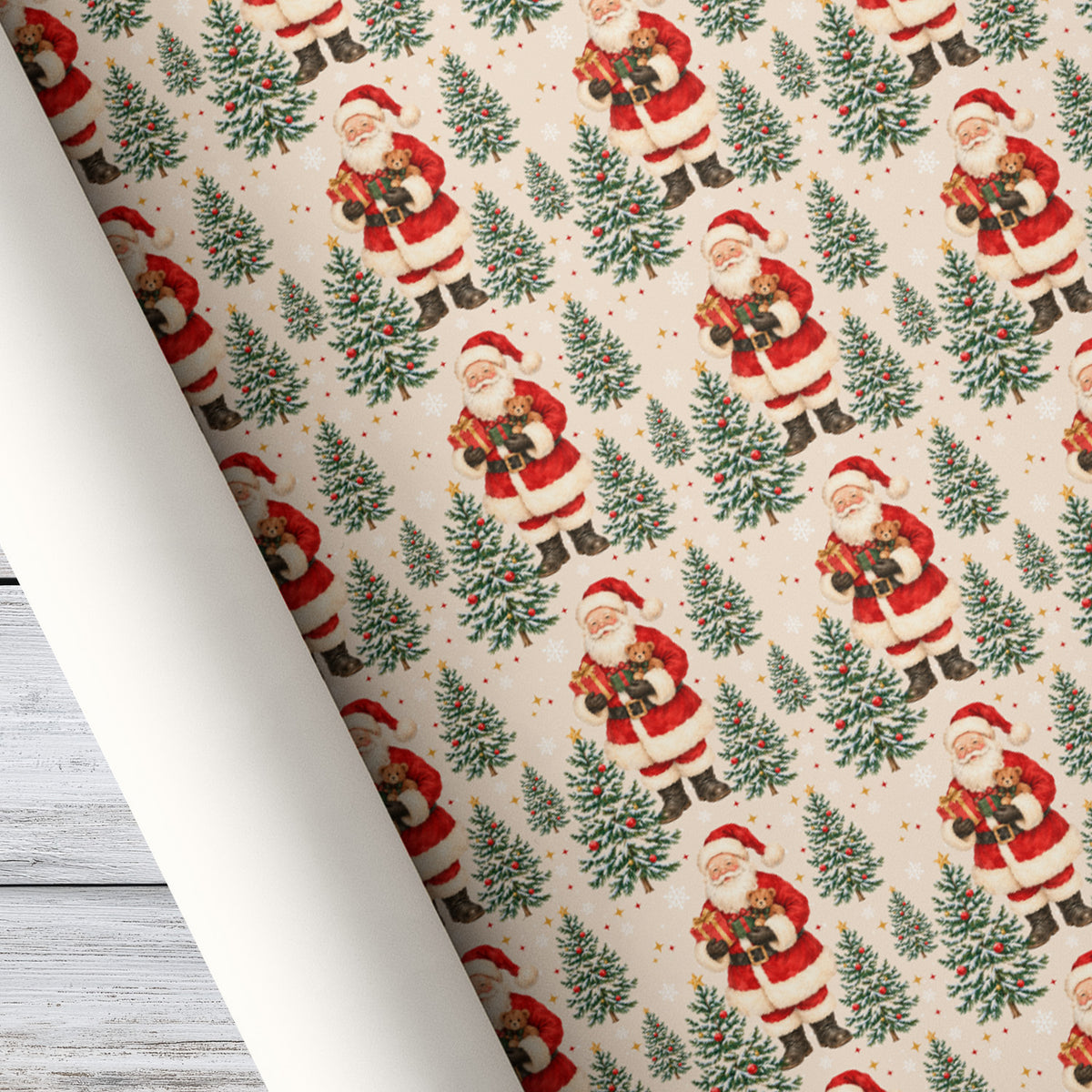Vintage Christmas Wrapping Paper, Santa's Little Christmas Surprise Wrapping Paper Rolls, Xmas Gift Wrap