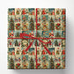 Vintage Christmas Wrapping Paper Wrapping Paper, Retro Christmas Postcard Collage Wrapping Paper Rolls, Xmas Gift Wrap