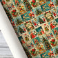 Vintage Christmas Wrapping Paper Wrapping Paper, Retro Christmas Postcard Collage Wrapping Paper Rolls, Xmas Gift Wrap