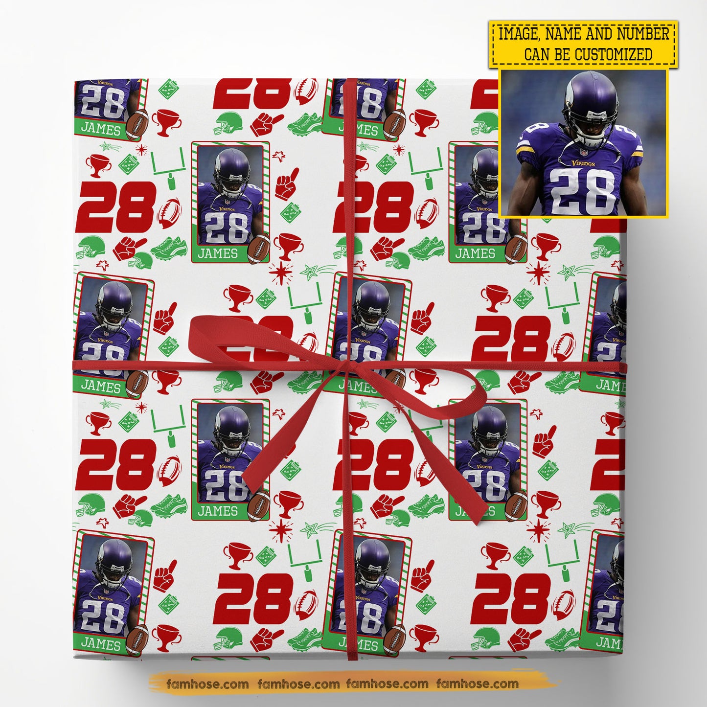 Personalized Football Wrapping Paper, Football Star Pattern Wrapping Paper Rolls, Gift Wrap For Football Lover