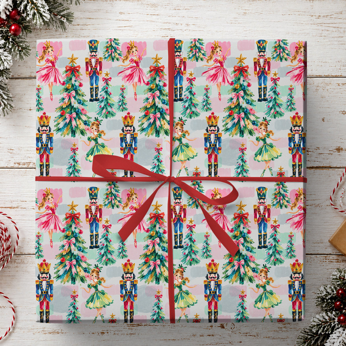 Christmas Nutcracker Ballet Wrapping Paper, Dance Of The Sugar Plum Fairy Wrapping Paper Rolls, Xmas Gift Wrap For Ballerina