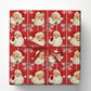 Vintage Christmas Santa Wrapping Paper, Retro Santa Claus Faces & Pink Bows Wrapping Paper Rolls, Xmas Gift Wrap