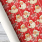 Vintage Christmas Santa Wrapping Paper, Retro Santa Claus Faces & Pink Bows Wrapping Paper Rolls, Xmas Gift Wrap