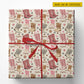 Personalized Christmas Cowgirl Wrapping Paper, Pink Floral Cowgirl Boots Wrapping Paper Rolls, Xmas Gift Wrap For Cowgirls