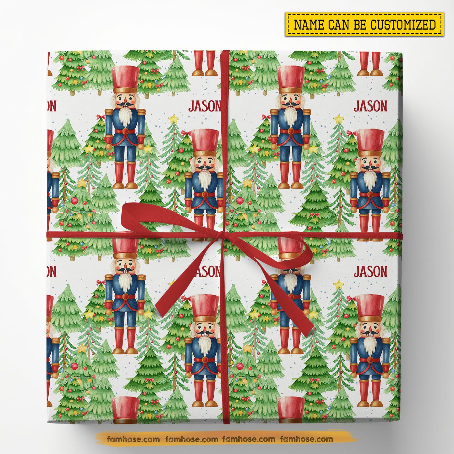 Personalized Christmas Nutcracker Wrapping Paper, Nutcracker With Christmas Tree Wrapping Paper Rolls Xmas Gift