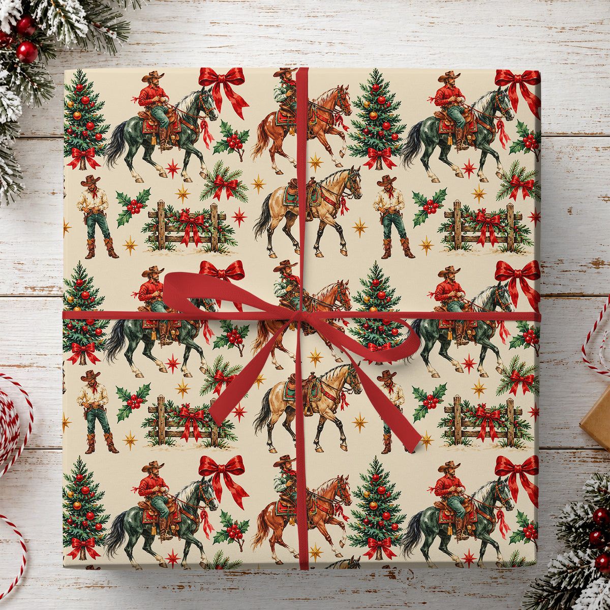 Christmas Cowboy Wrapping Paper, Have Yourself A Cowboy Little Christmas Wrapping Paper Rolls, Xmas Gift Wrap For Cowboys