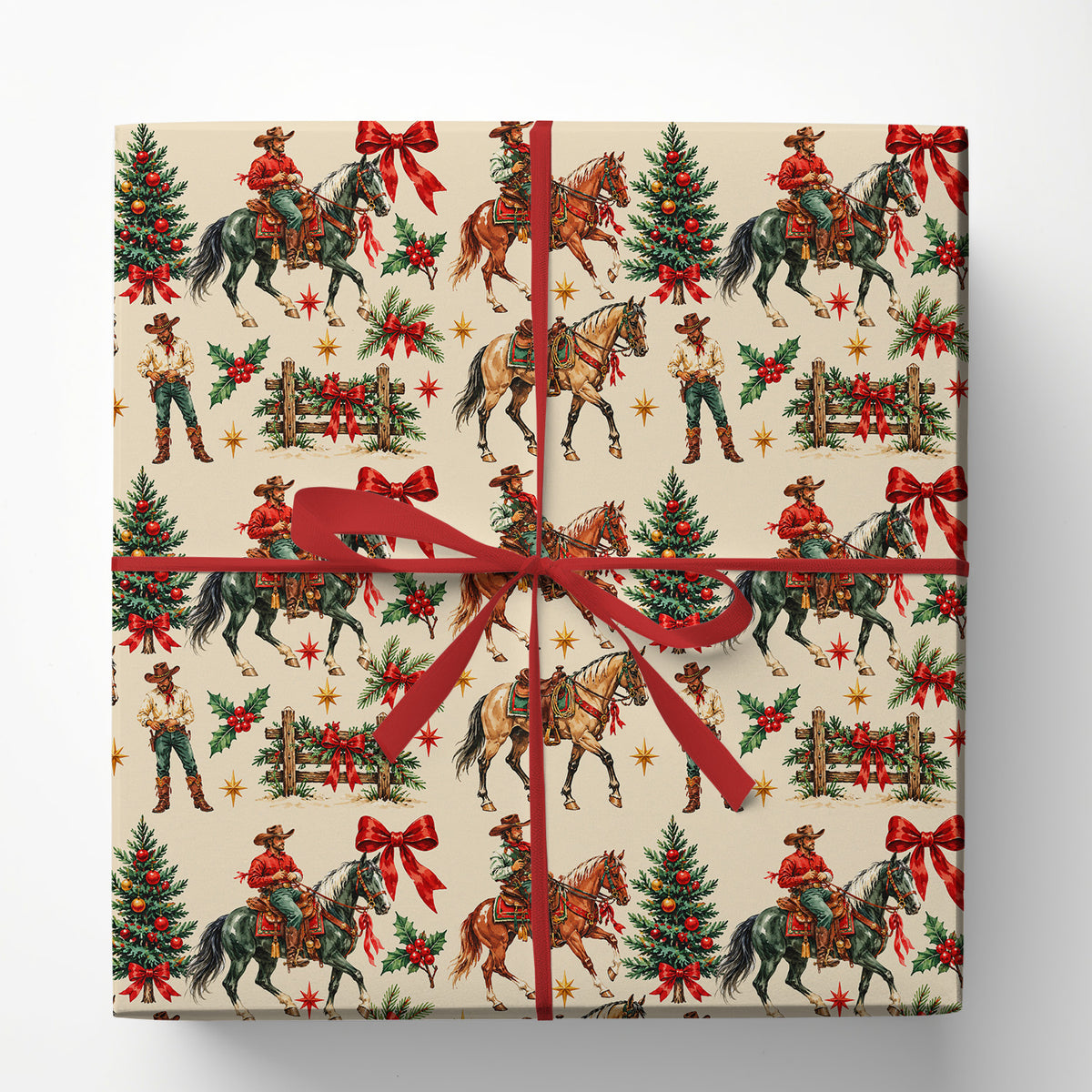 Christmas Cowboy Wrapping Paper, Have Yourself A Cowboy Little Christmas Wrapping Paper Rolls, Xmas Gift Wrap For Cowboys