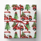 Christmas Golf Cart Wrapping Paper, Red Golf Cart And Christmas Tree Wrapping Paper Rolls, Xmas Gift Wrap For Golf Lover