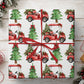 Christmas Golf Cart Wrapping Paper, Red Golf Cart And Christmas Tree Wrapping Paper Rolls, Xmas Gift Wrap For Golf Lover