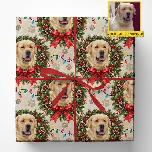 Personalized Christmas Labrador Retriever Dog Wrapping Paper, Custom Pet Face Wrapping Paper Rolls, Xmas Gift Wrap For Dog Lover