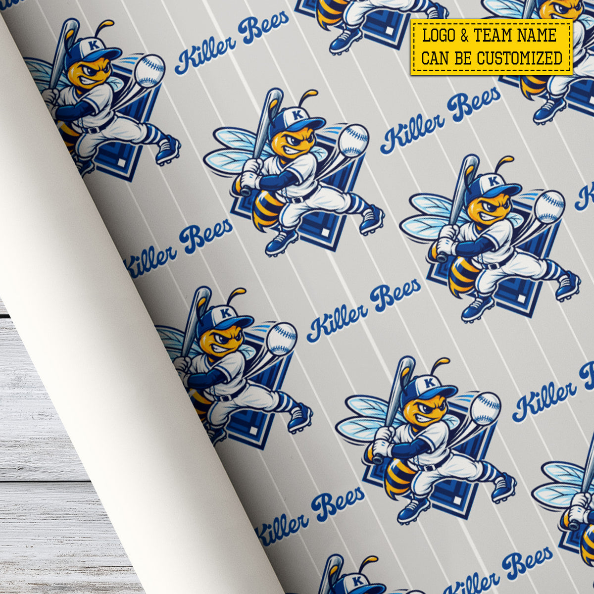 Personalized Baseball Team Wrapping Paper, Swing For The Fences Wrapping Paper Rolls, Gift Wrap For Baseball Lover