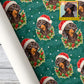 Personalized Christmas Dachshund Dog Wrapping Paper, Santa Hat & Holly Berry Wrapping Paper Rolls, Xmas Gift Wrap For Dog Lover