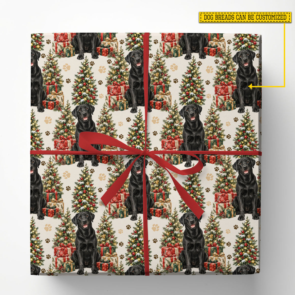 Personalized Christmas Labrador Retriever Dog Wrapping Paper, Custom Dog Breed Wrapping Paper Rolls, Xmas Gift Wrap For Dog Lover
