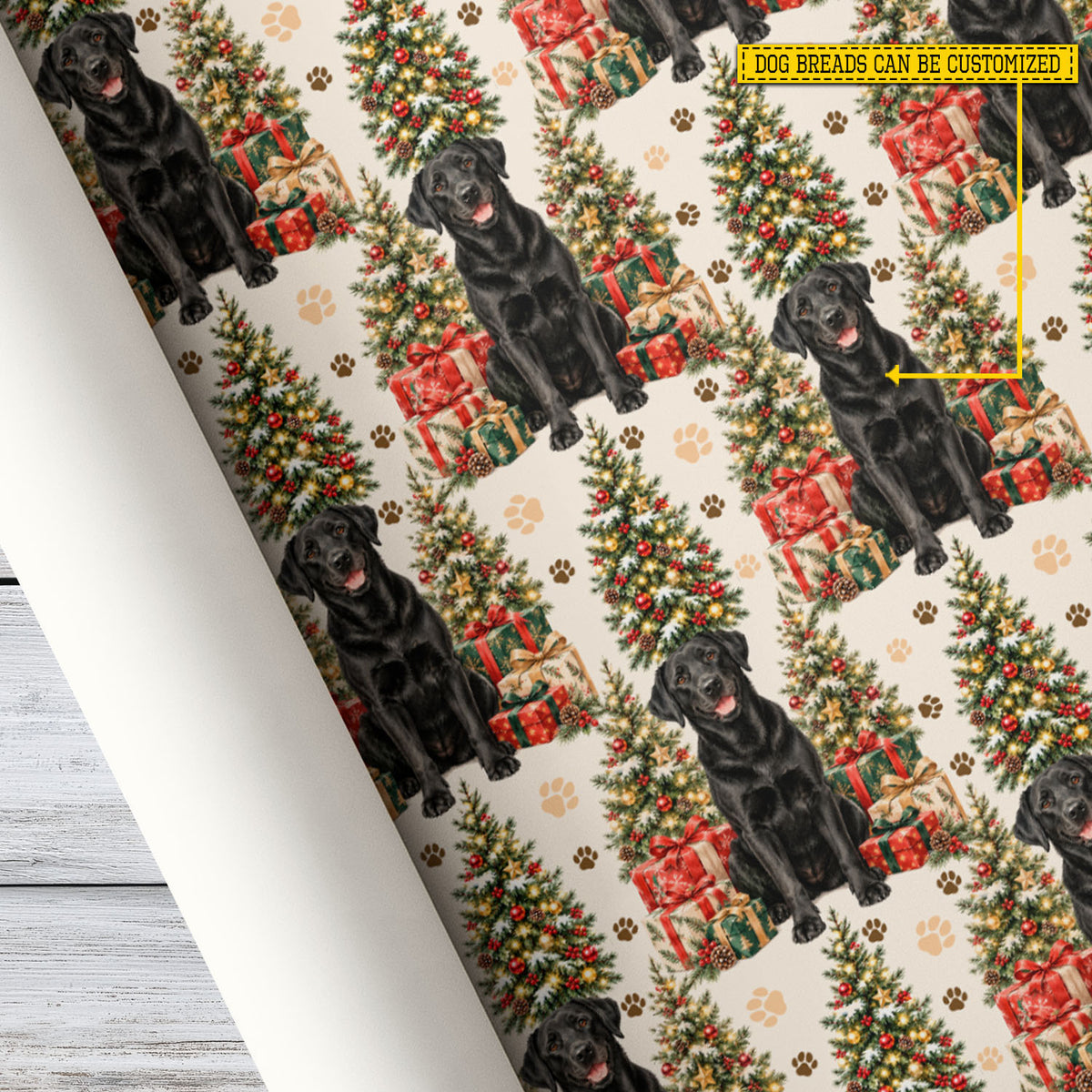 Personalized Christmas Labrador Retriever Dog Wrapping Paper, Custom Dog Breed Wrapping Paper Rolls, Xmas Gift Wrap For Dog Lover