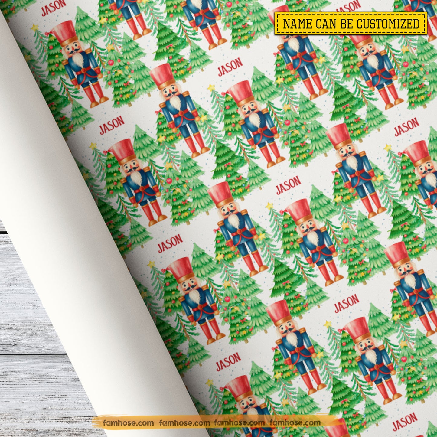 Personalized Christmas Nutcracker Wrapping Paper, Nutcracker With Christmas Tree Wrapping Paper Rolls Xmas Gift