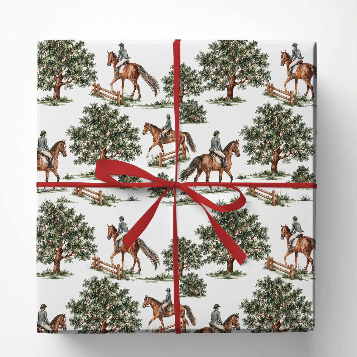 Equestrian Horse Riding Wrapping Paper, Ride Through The Countryside Wrapping Paper Rolls, Gift Wrap For Dressage Rider Lover