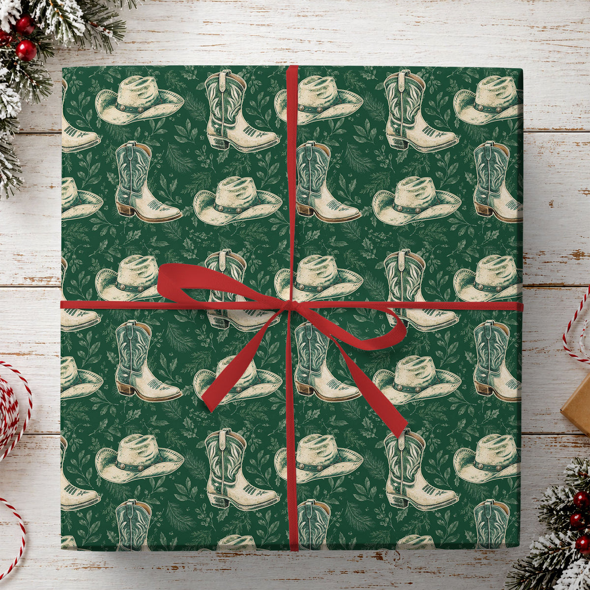 Western Cowboy Wrapping Paper, Cowboy Boots And Hats Wrapping Paper Rolls, Gift Wrap For Cowboys
