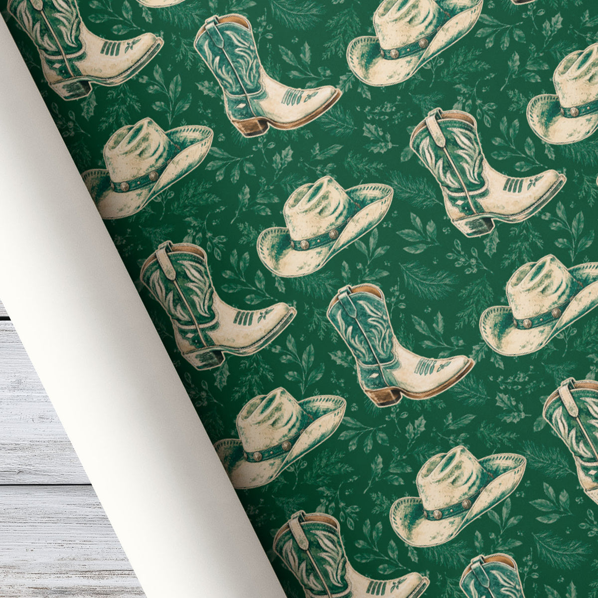 Western Cowboy Wrapping Paper, Cowboy Boots And Hats Wrapping Paper Rolls, Gift Wrap For Cowboys