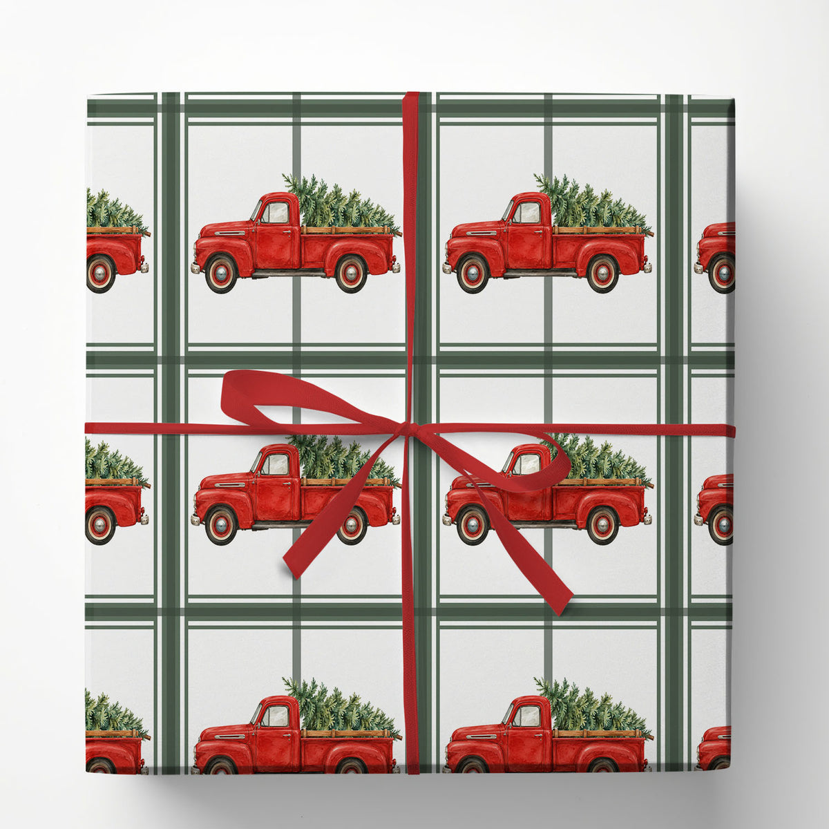 Vintage Christmas Farming Truck Wrapping Paper, Driving Home For Christmas Wrapping Paper Rolls, Xmas Gift Wrap For Truck Driver