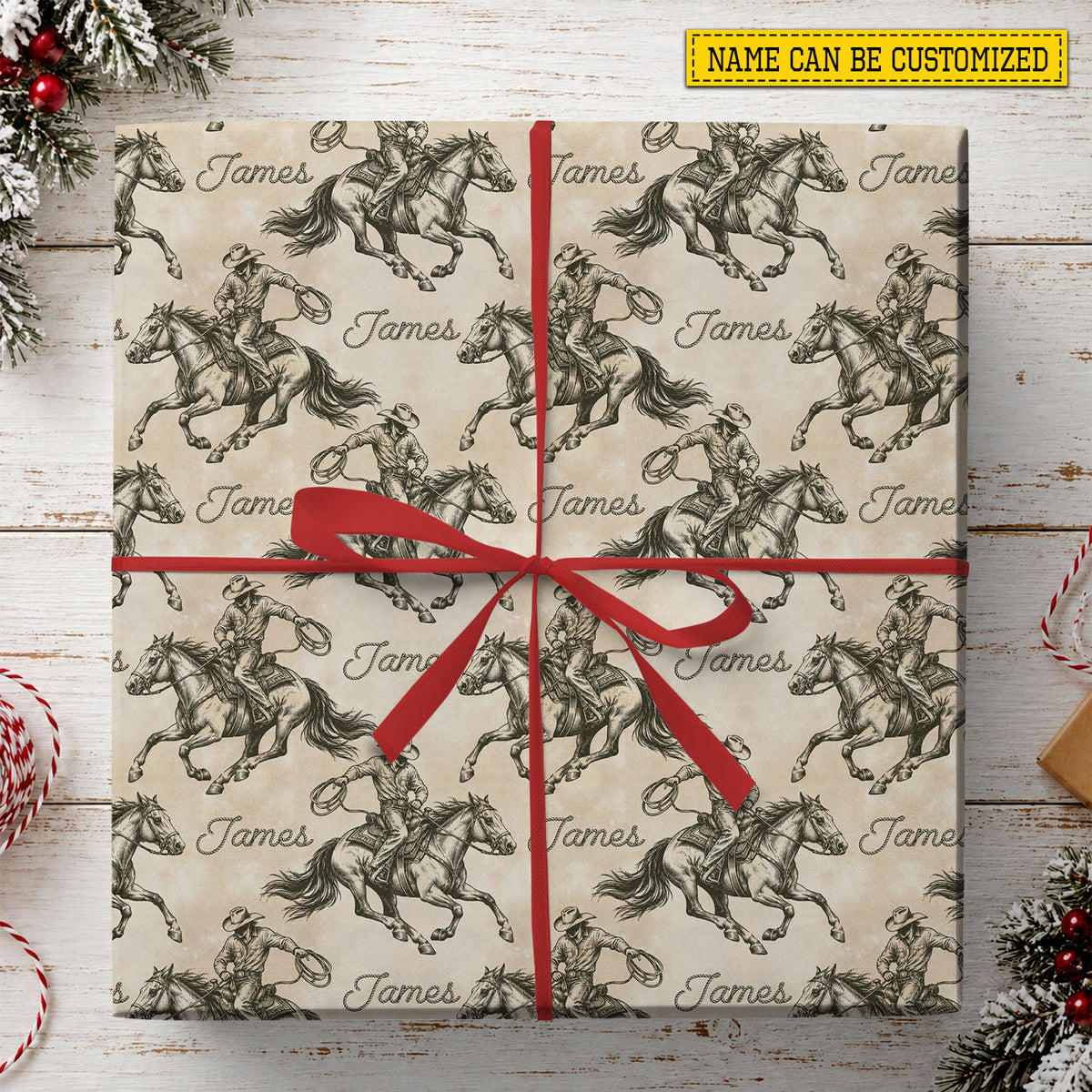 Personalized Cowboy Rodeo Wrapping Paper, Ride 'Em Cowboy Wrapping Paper Rolls, Gift Wrap For Rodeo Lover