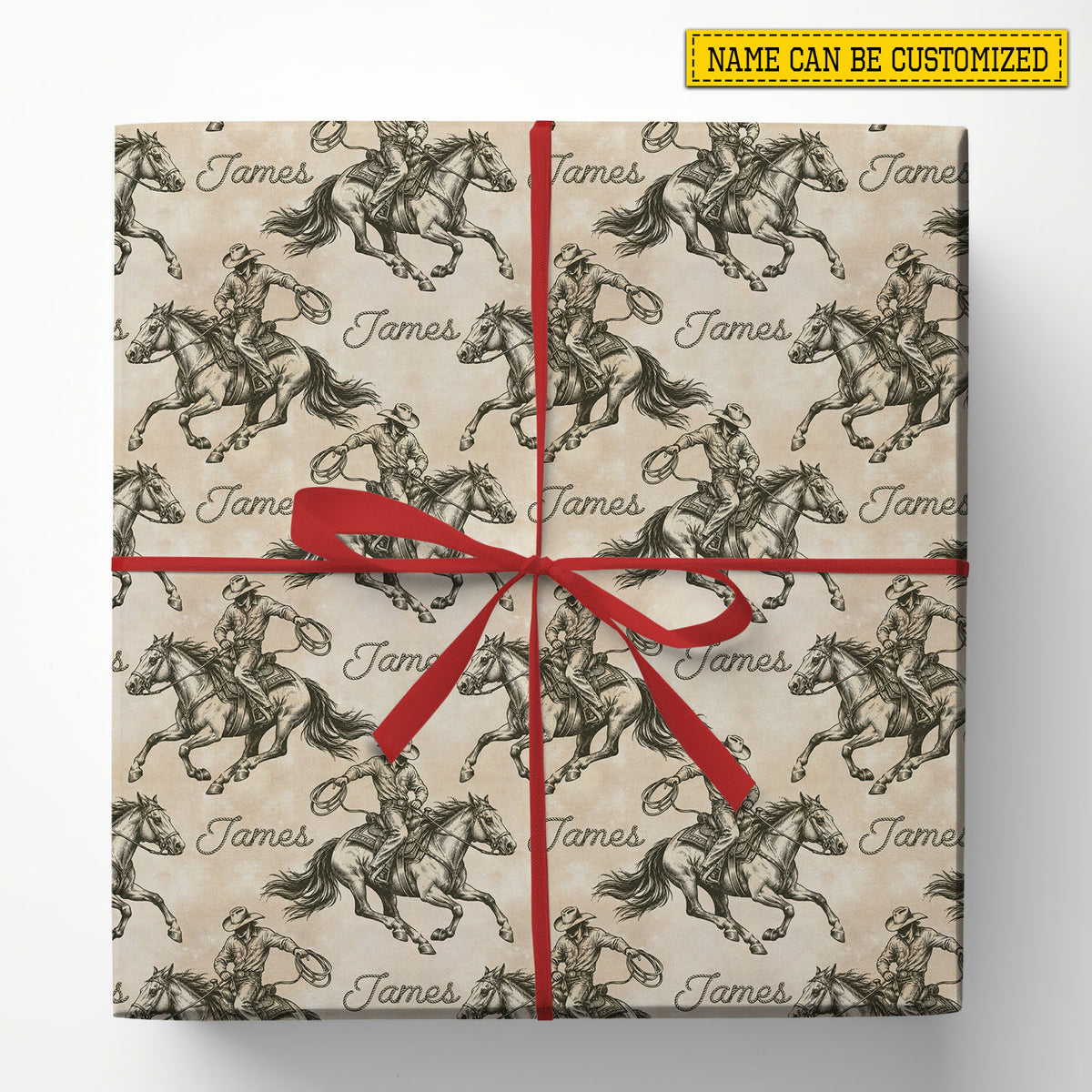 Personalized Cowboy Rodeo Wrapping Paper, Ride 'Em Cowboy Wrapping Paper Rolls, Gift Wrap For Rodeo Lover