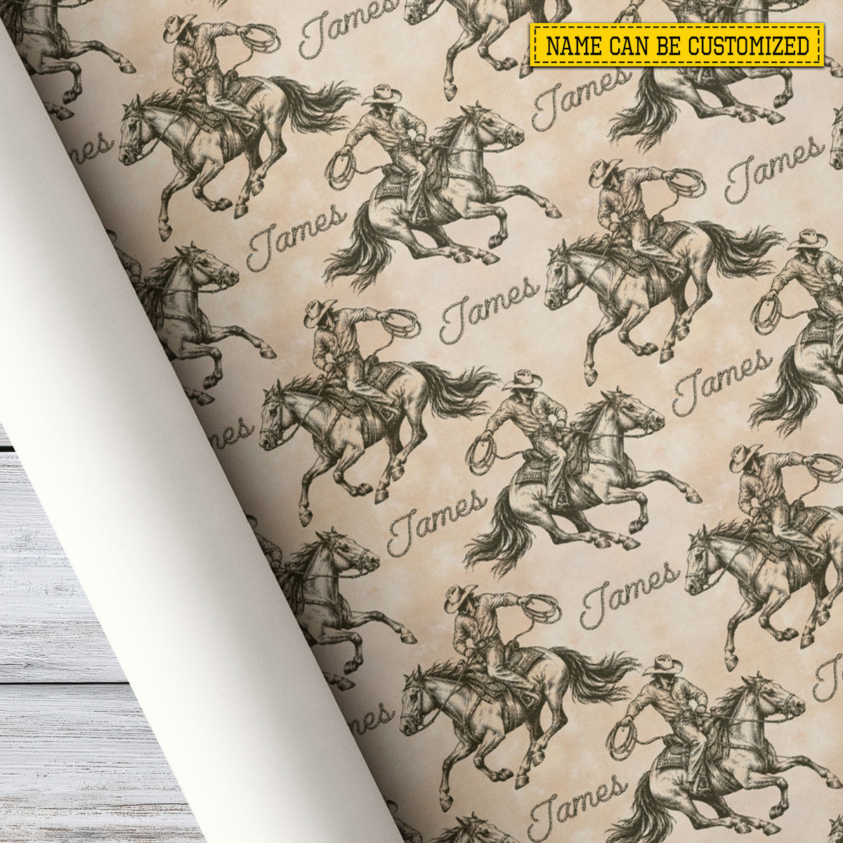 Personalized Cowboy Rodeo Wrapping Paper, Ride 'Em Cowboy Wrapping Paper Rolls, Gift Wrap For Rodeo Lover