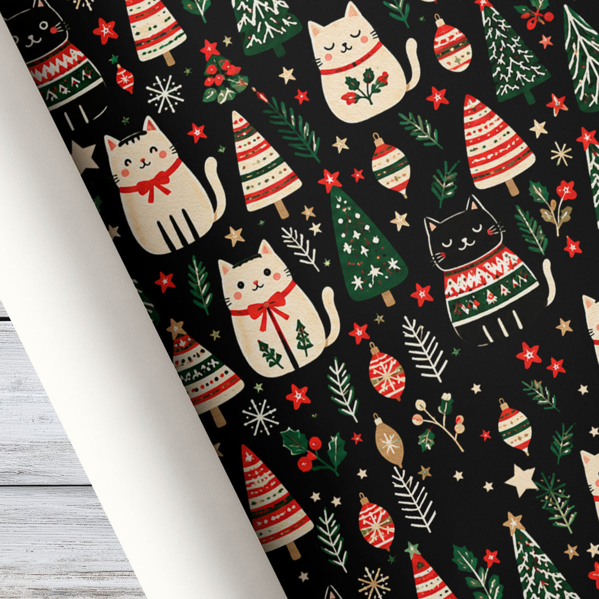 Christmas Cat Wrapping Paper, Have Yourself A Meowy Little Christmas Wrapping Paper Rolls, Xmas Gift Wrap For Cat Lover