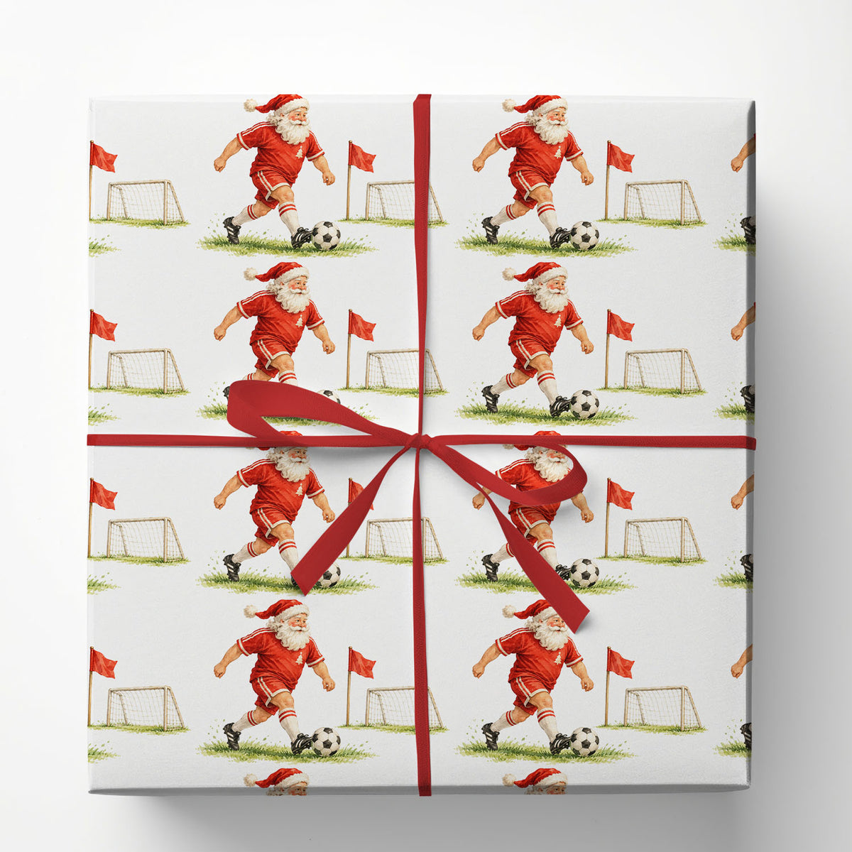Christmas Soccer Wrapping Paper, Santa Claus Playing Soccer Wrapping Paper Rolls, Xmas Gift Wrap For Soccer Lover
