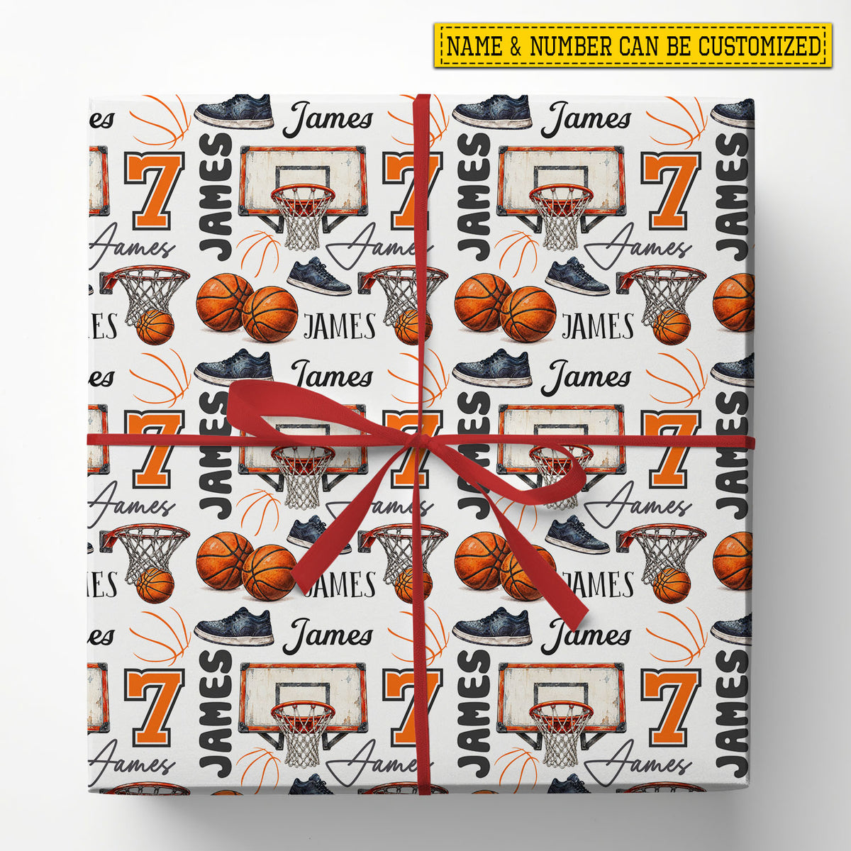 Personalized Basketball Wrapping Paper, Nothing But Net Sport Wrapping Paper Rolls, Gift Wrap For Basketball Lover