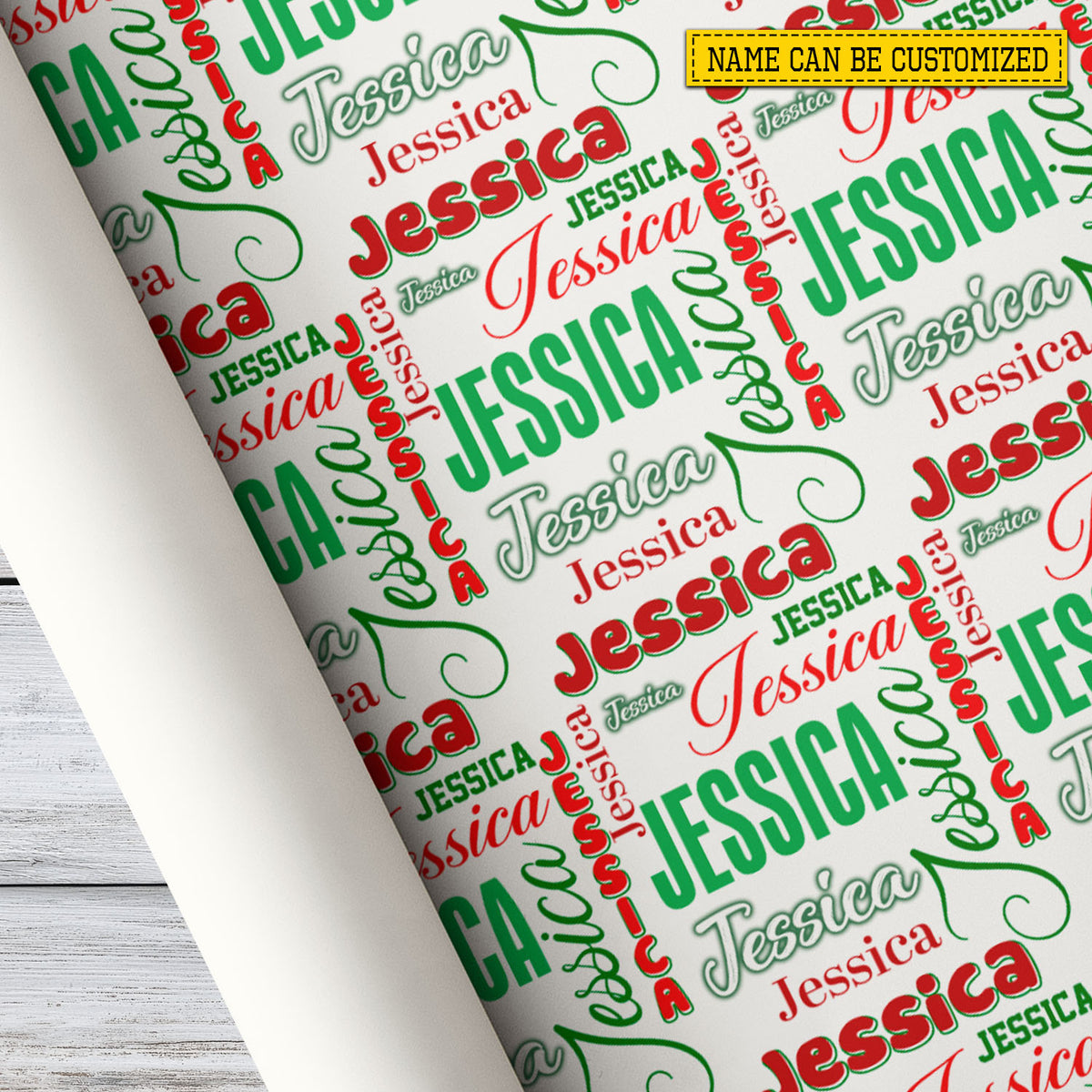 Personalized Name Wrapping Paper, Custom Name Typography Wrapping Paper Rolls, Gift Wrap