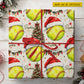 Personalized Christmas Softball Wrapping Paper, Softball With Santa Hat Wrapping Paper Rolls, Xmas Gift Wrap For Softball Lover