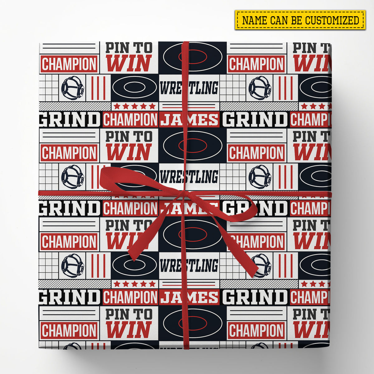 Personalized Wrestling Wrapping Paper, Champion And Pin To Win Pattern Wrapping Paper Rolls, Gift Wrap For Wrestling Lover