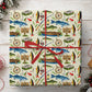 Vintage Fishing Wrapping Paper, Bass Fish And Fishing Gear Pattern Wrapping Paper Rolls, Gift Wrap For Fishing Lover