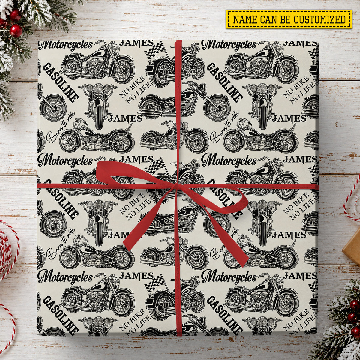 Personalized Motorcycle Wrapping Paper, No Bike No Life Wrapping Paper Rolls, Gift Wrap For Bikers