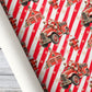 Christmas Firefighter Wrapping Paper, Santa Claus Driving Vintage Fire Truck Wrapping Paper Rolls, Xmas Gift Wrap For Firefighter Lover