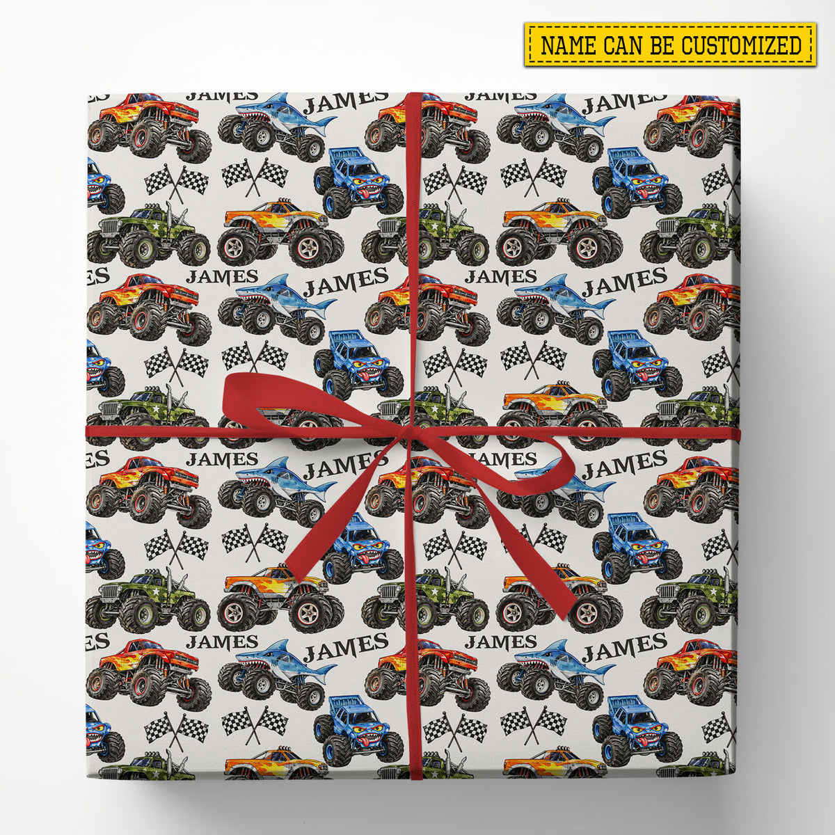 Personalized Monster Truck Wrapping Paper, Monster Jam Inspired Wrapping Paper Rolls, Gift Wrap For Monster Truck Lover
