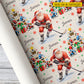 Personalized Christmas Hockey Wrapping Paper, Santa Playing Ice Hockey Sport Wrapping Paper Rolls, Xmas Gift Wrap For Hockey Lover