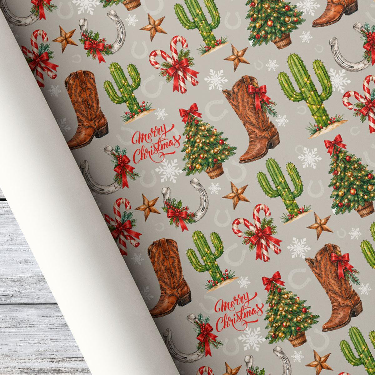 Western Christmas Cowboy Wrapping Paper, Have A Yeehaw Christmas Wrapping Paper Rolls, Xmas Gift Wrap For Cowboys