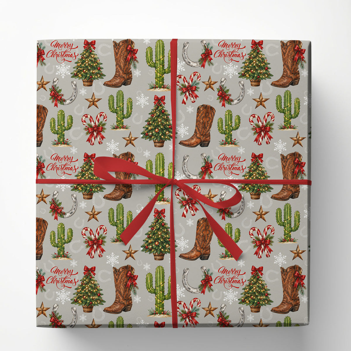 Western Christmas Cowboy Wrapping Paper, Have A Yeehaw Christmas Wrapping Paper Rolls, Xmas Gift Wrap For Cowboys