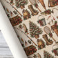 Vintage Christmas Fishing Wrapping Paper, Fishing Gear Trout Fish And Christmas Tree Wrapping Paper Rolls, Xmas Gift Wrap For Fishing Lover
