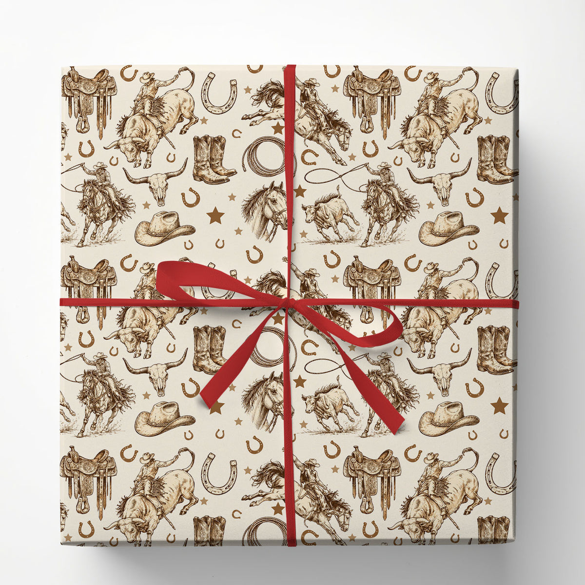 Western Cowboy Wrapping Paper, Bull Riding And Bucking Horse Wrapping Paper Rolls, Gift Wrap For Cowboys